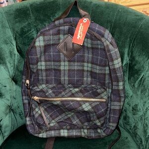 NWT Arizona Jean Company Green & Navy Plaid Backpack